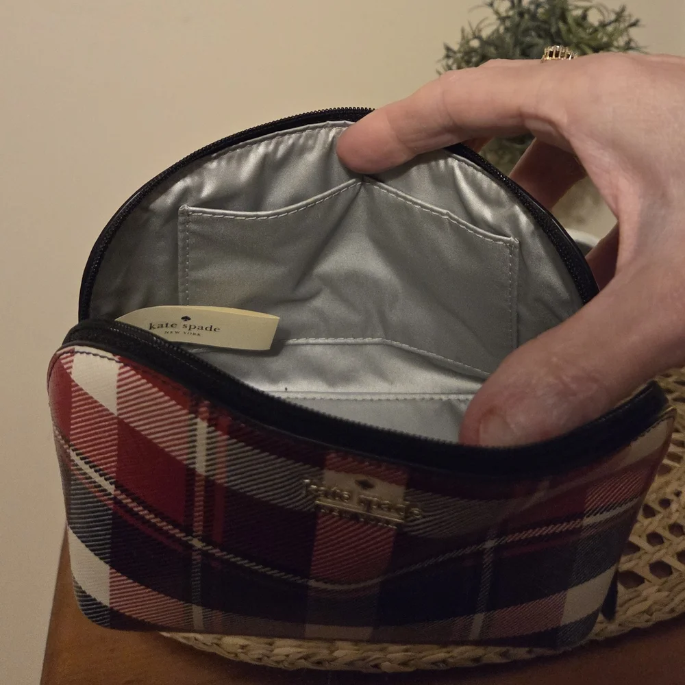 Kate Spade Black and Gray Cosmetic Bag with Silvery Lining Preloved - Picture 5 of 8
